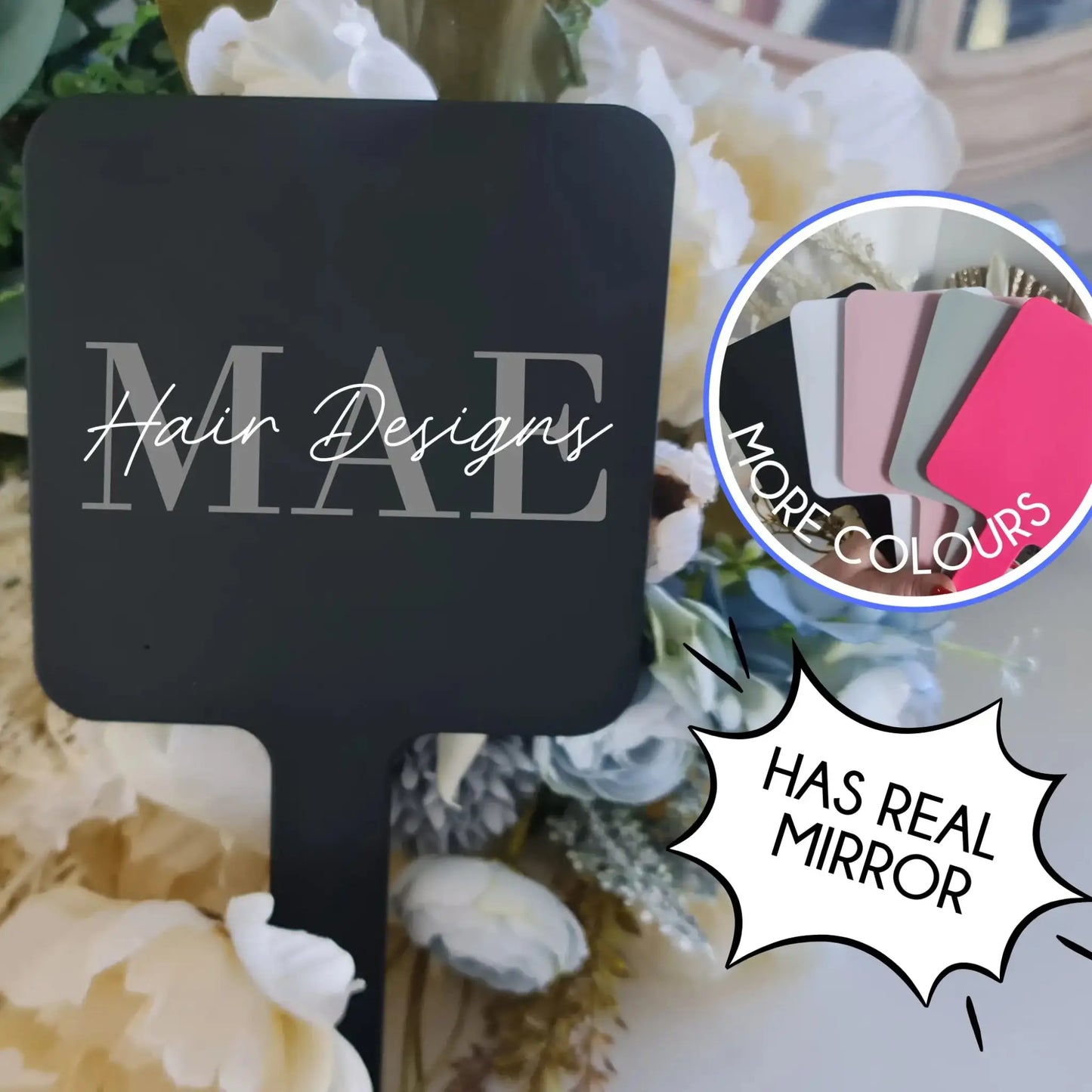 Custom Handheld Mirror with Business Logo – UV Printed – Perfect Favours Evermore Gifts & Favours