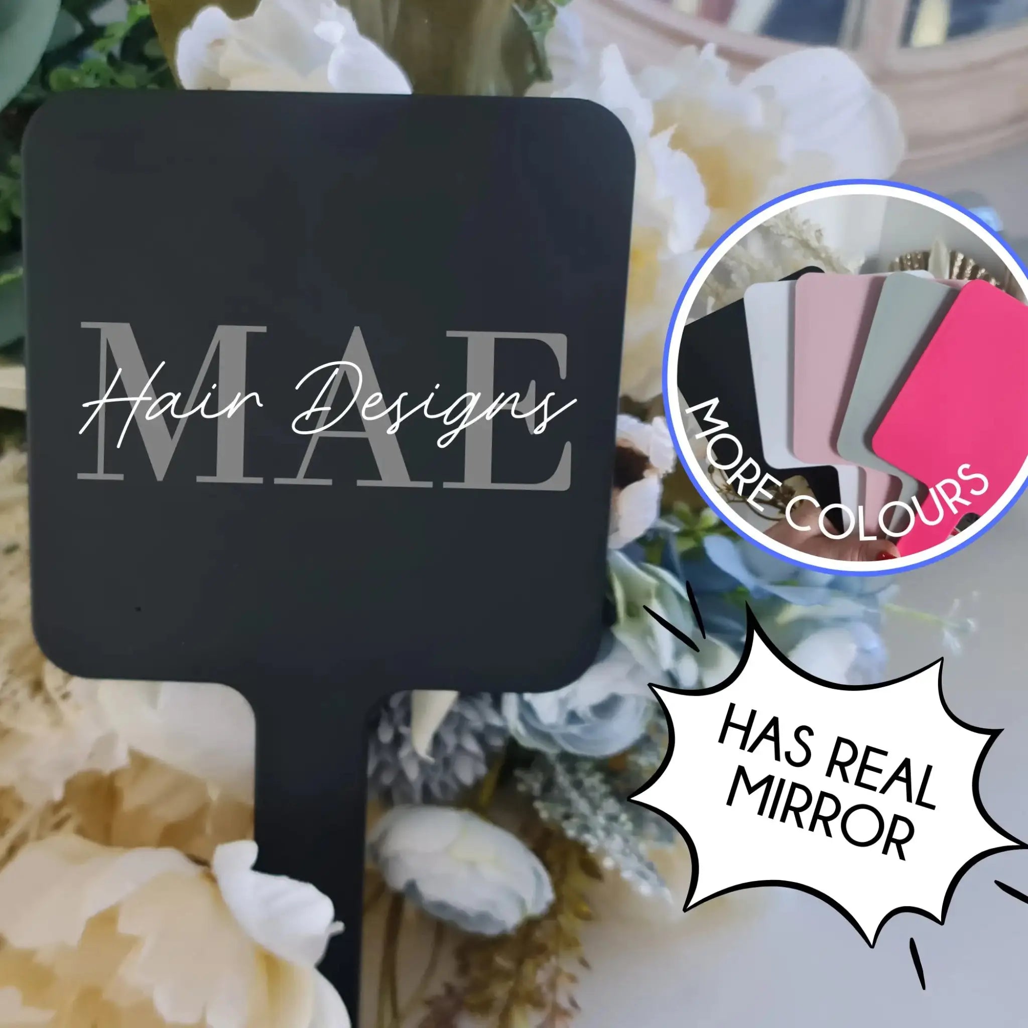 Custom Handheld Mirror with Business Logo – UV Printed – Perfect Favours Evermore Gifts & Favours