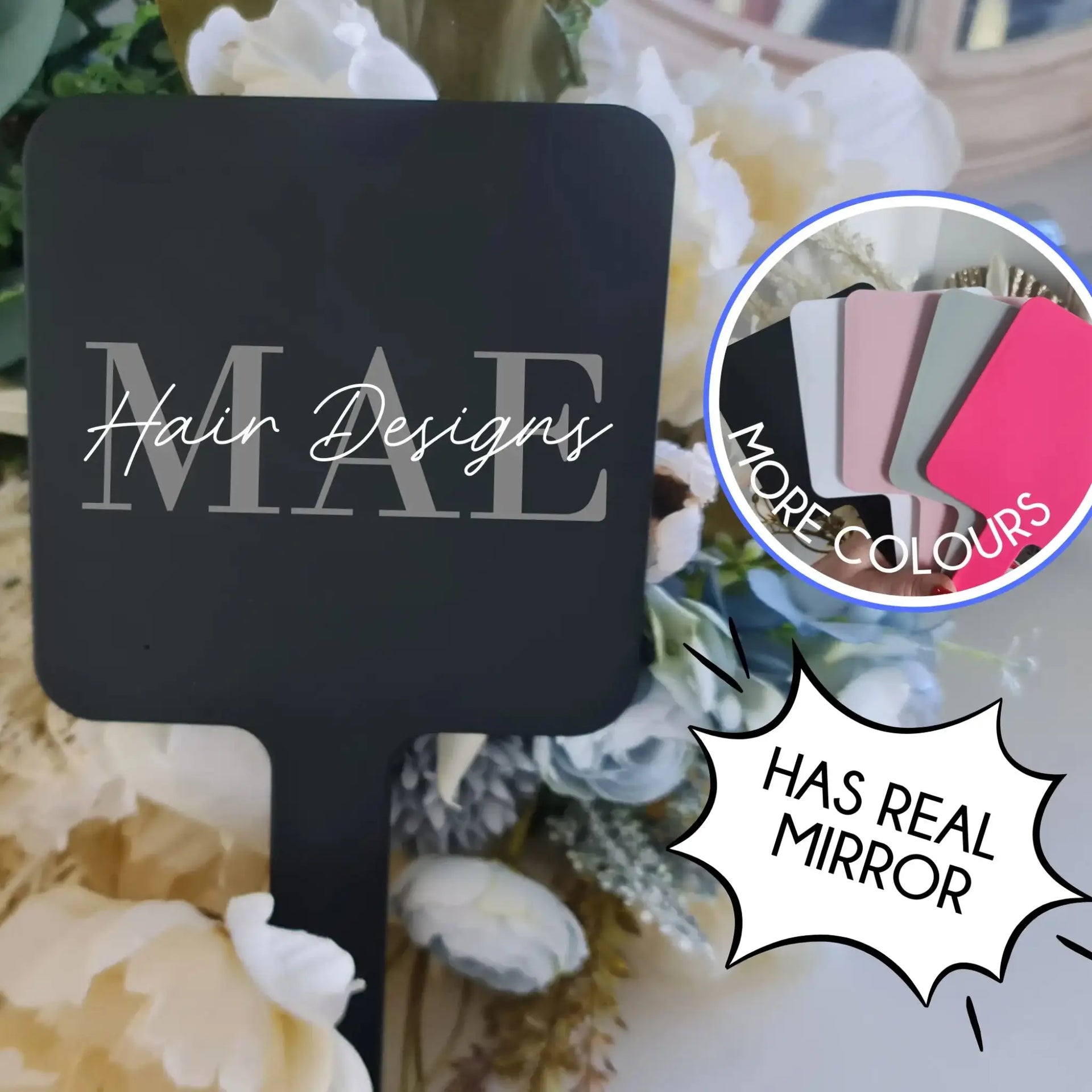 Custom Handheld Mirror with Business Logo – UV Printed – Perfect Favours Evermore Gifts & Favours