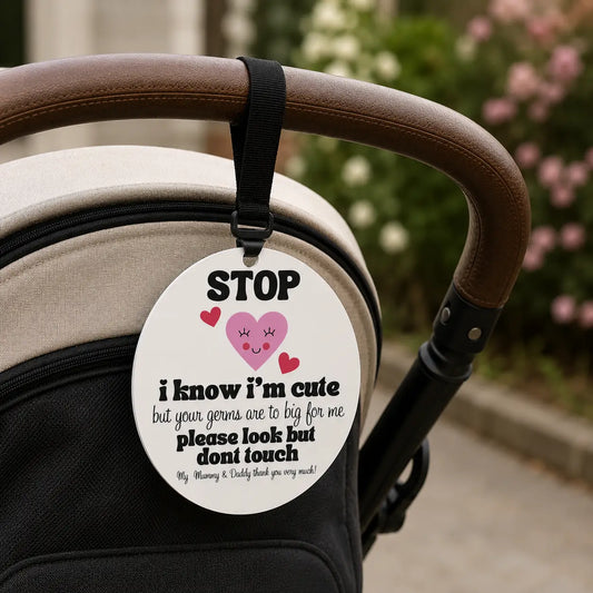 Hands Off Baby Pram Sign – Keep Germs Away Stroller Warning Tag Evermore Gifts & Favours