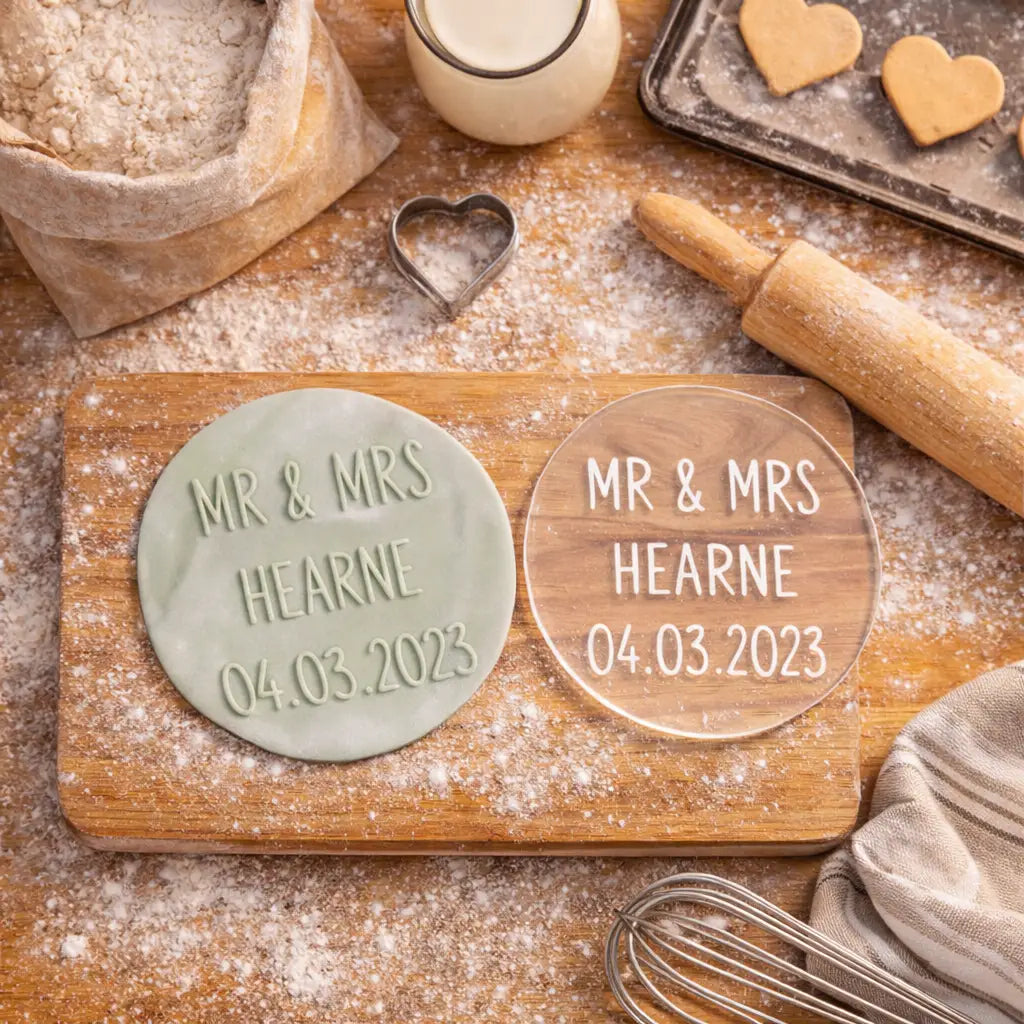 Wedding fondant debosser Stamp – Custom Cookie Debosser for Cakes and Treats Evermore Gifts & Favours