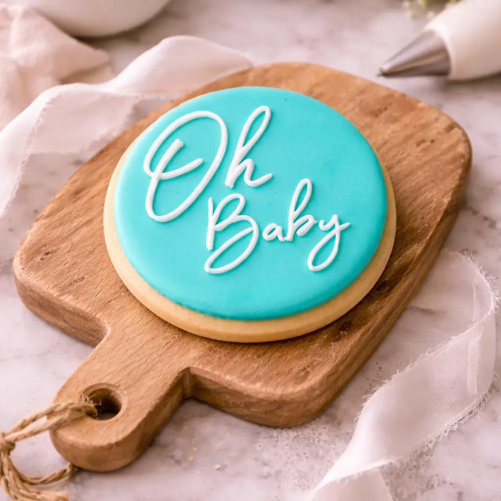 Oh Baby Fondant Debosser 80mm | Minimal Baby Shower Cookie Stamp Australia Evermore Gifts & Favours