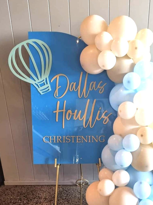 Christening Welcome Sign – Custom Two layer acrylic  Religious Sign