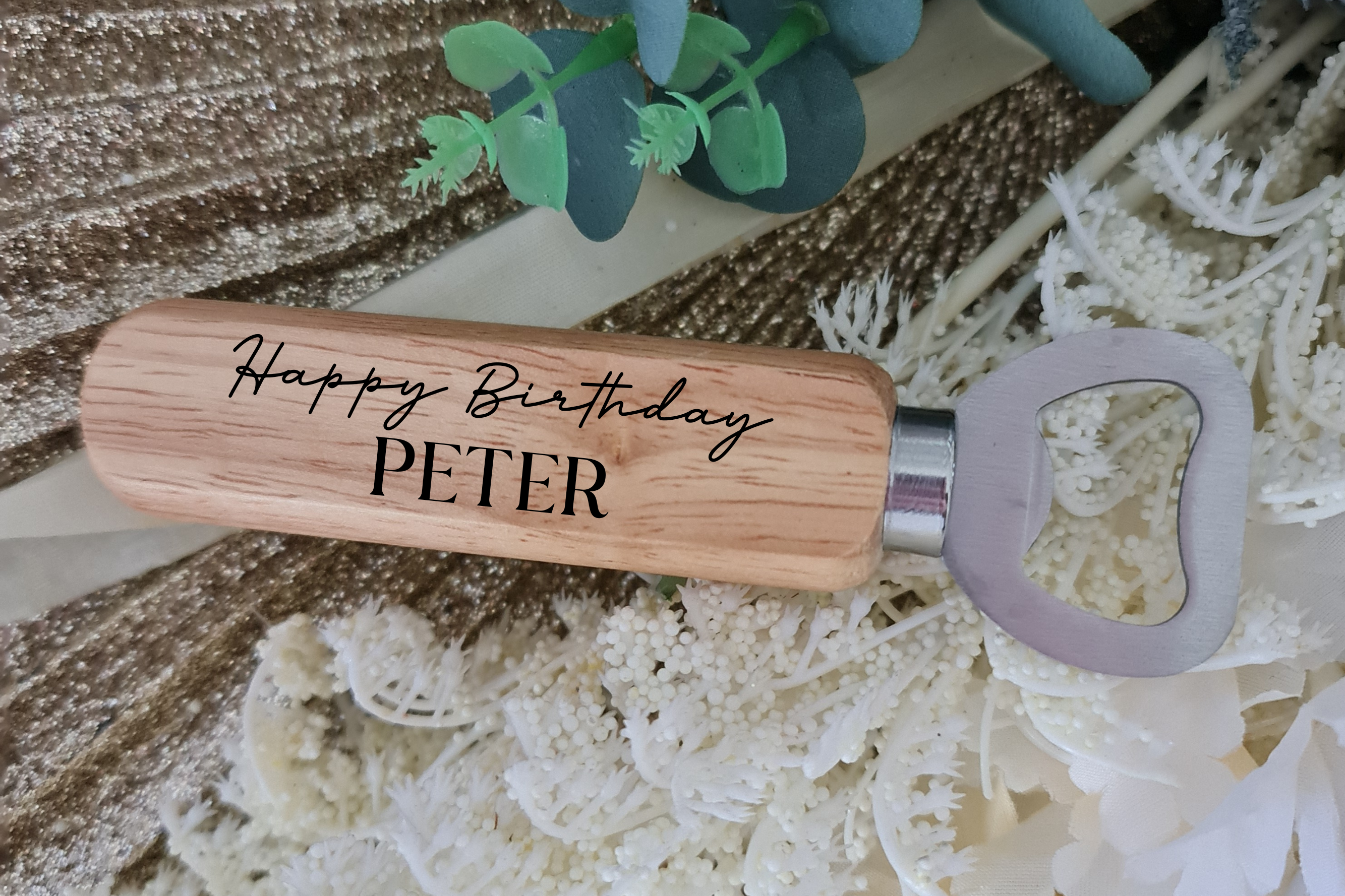 Engraved Wooden Bottle Opener – Personalised Gift Idea