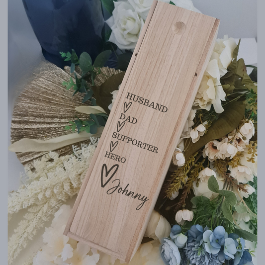 Personalised Scotch or Wine Gift Box – Custom UV Printed or Laser Etched Timber Box (Alcohol Not Included)