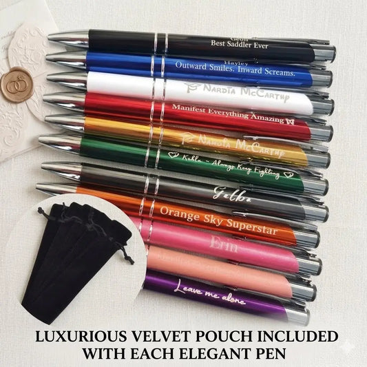 Personalised Laser Etched Pen – Custom Name or Logo Engraving With Pouches Evermore Gifts & Favours