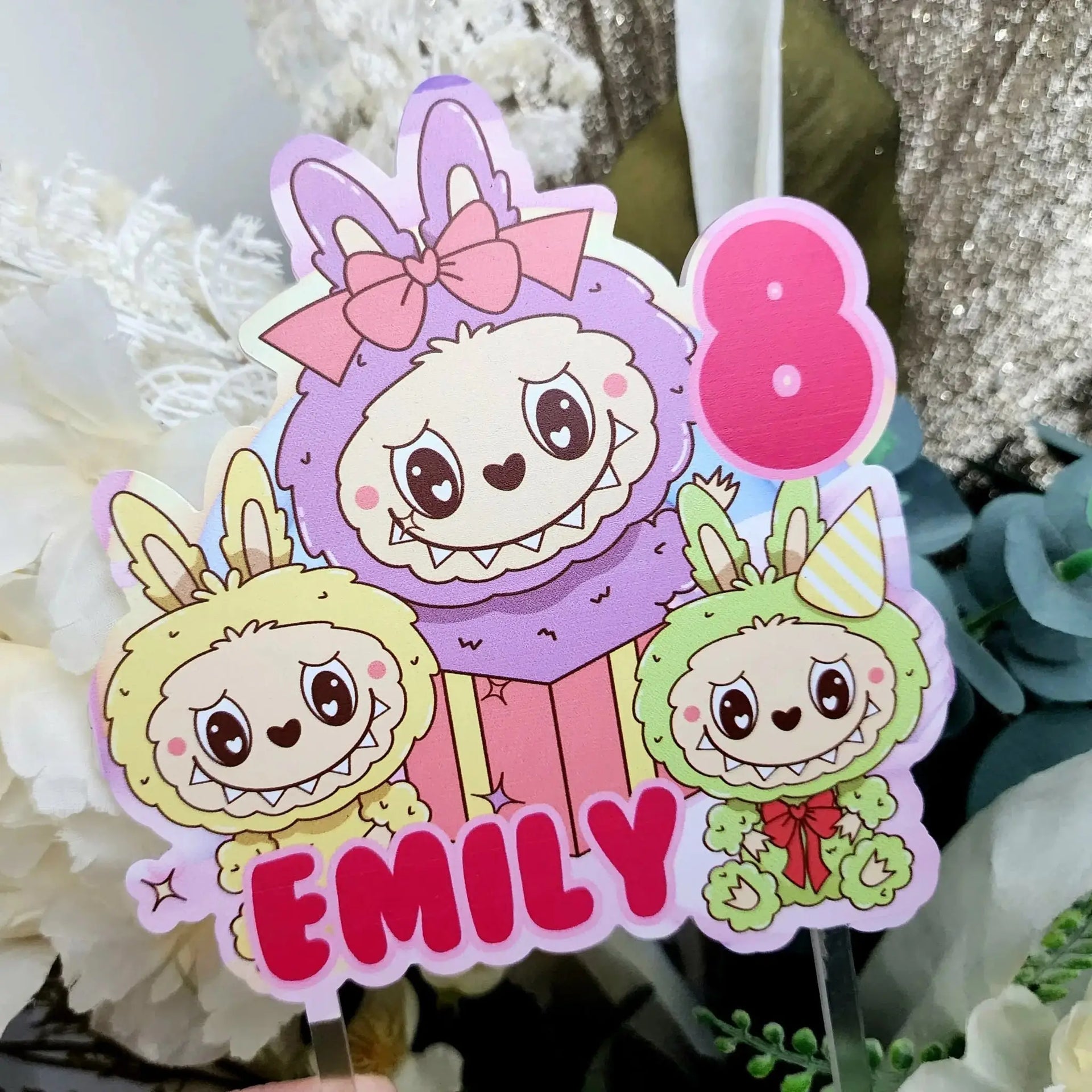 Labubu Printed Cake Topper – Personalised with Name & Age Evermore Gifts & Favours
