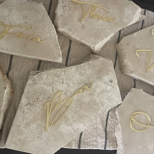 15CM Long -Travertine Stone Table Numbers/Wording (Stones Not Included)
