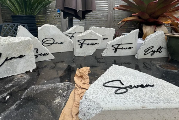 15CM Long -Travertine Stone Table Numbers/Wording (Stones Not Included)