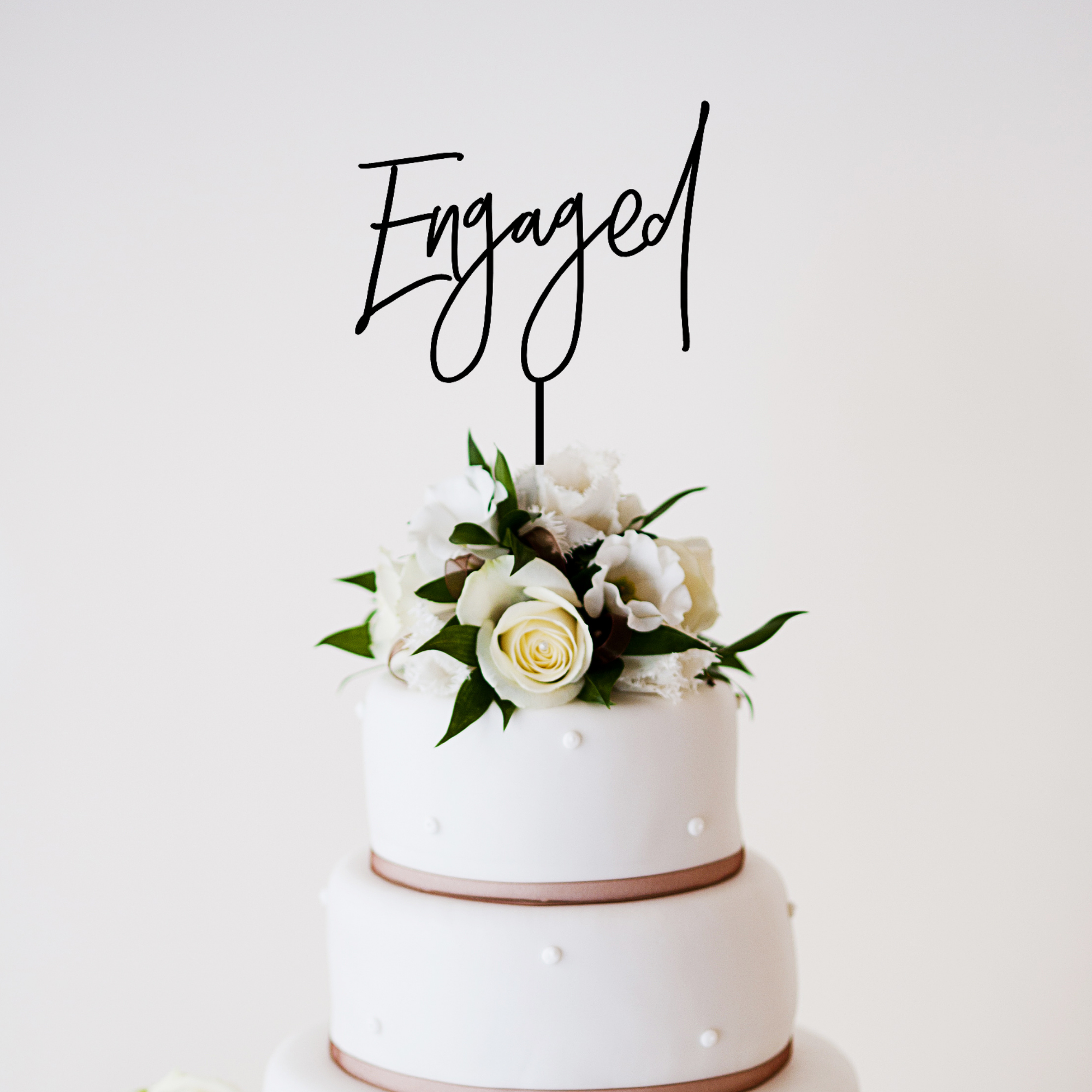 Engaged Cake Topper – Romantic Wedding Cake Decor