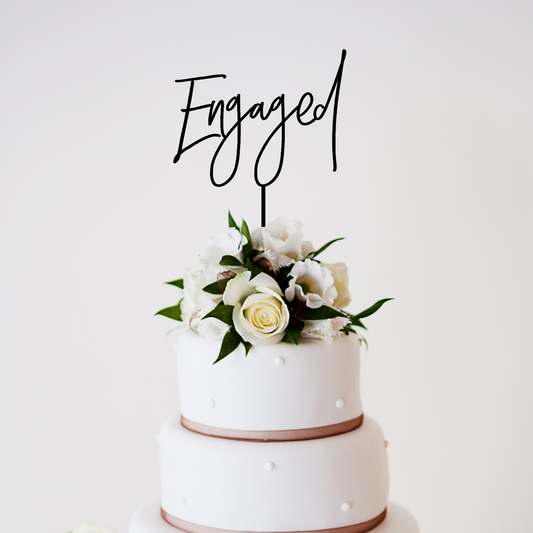 Engaged Cake Topper – Romantic Wedding Cake Decor