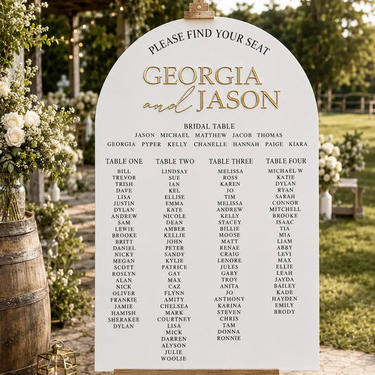 Personalised Guest Seating Chart | Acrylic Reception Seating Sign