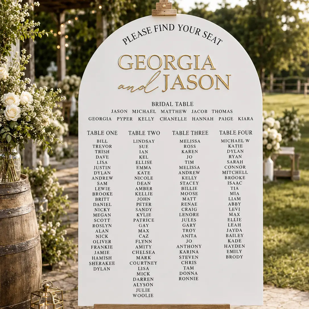 Personalised Guest Seating Chart | Acrylic Reception Seating Sign