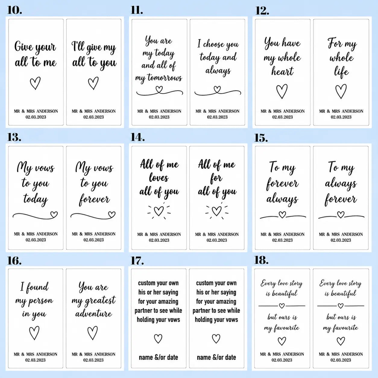Wedding Vow Card Holders | Personalised Acrylic Ceremony Holders