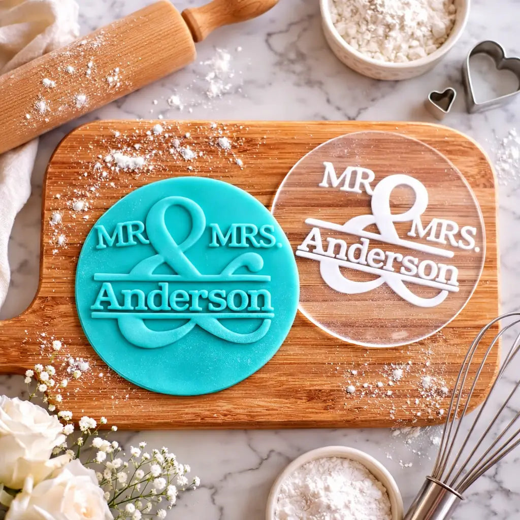 Personalised Wedding Initials Debosser 80mm | Custom Monogram Cookie Stamp Australia Evermore Gifts & Favours