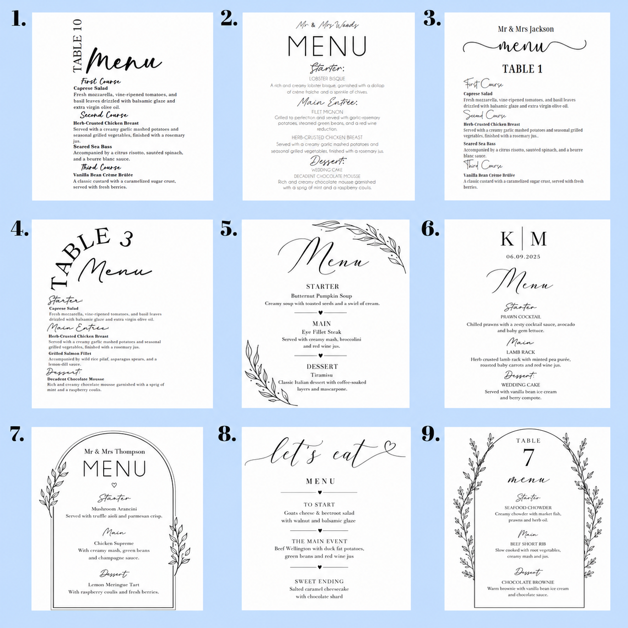 Custom Acrylic Arch Menu | Personalised Printed Event Sign