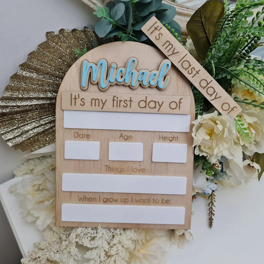 Personalised Laser Etched First Day/Last Day of School Board Evermore Gifts & Favours