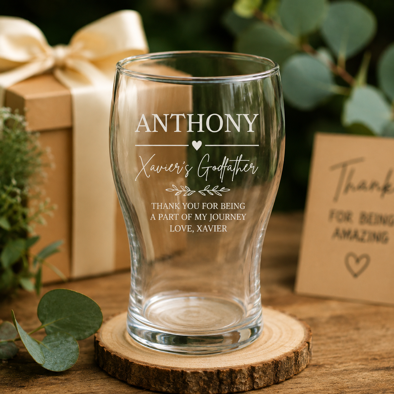 400ML Laser Etched Schooner Glass