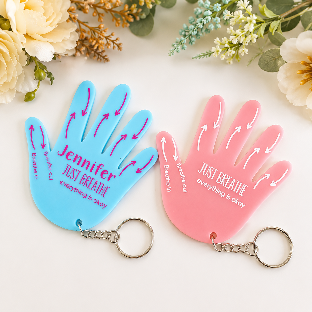 5 Finger Breathing Keychain Personalised | Anxiety Relief Keyring