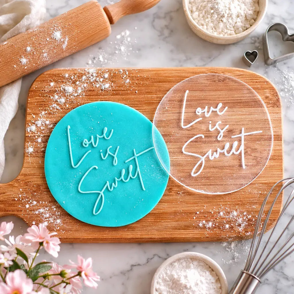 Love Is Sweet Fondant Debosser 80mm | Wedding Cookie Stamp Dessert Table Evermore Gifts & Favours