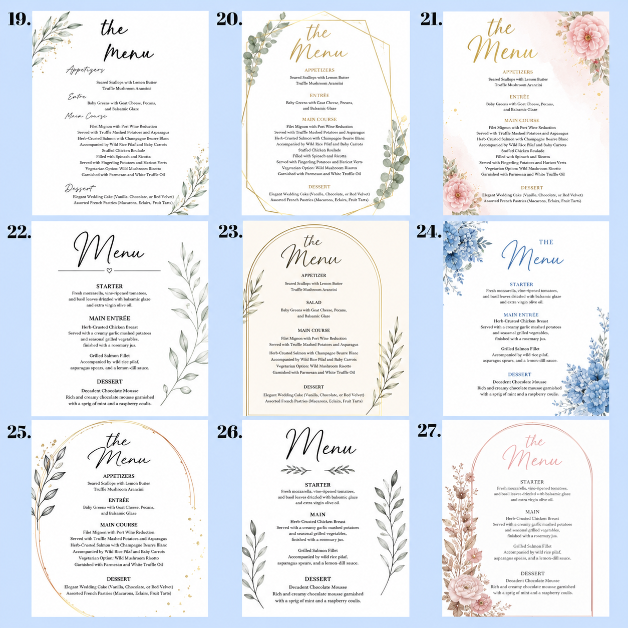 UV Printed Event Menu – Personalised Sign for Seated Dinners