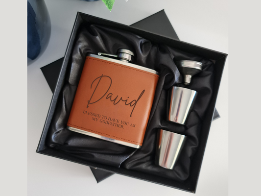 6oz Personalised Flask With Gift Set