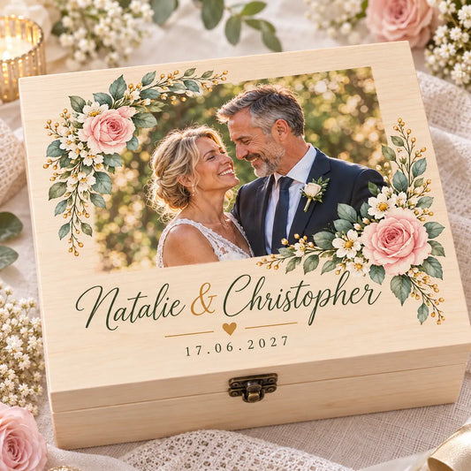 Floral Photo Wedding Memory Box | Personalised Couple Gift