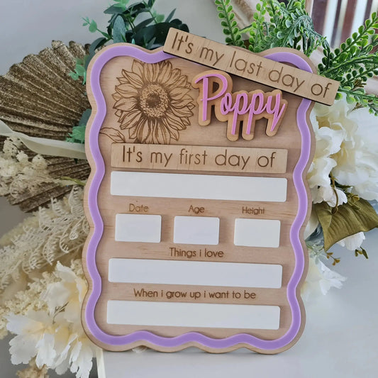 First Day of School Board – Laser Etched Keepsake Sign Evermore Gifts & Favours