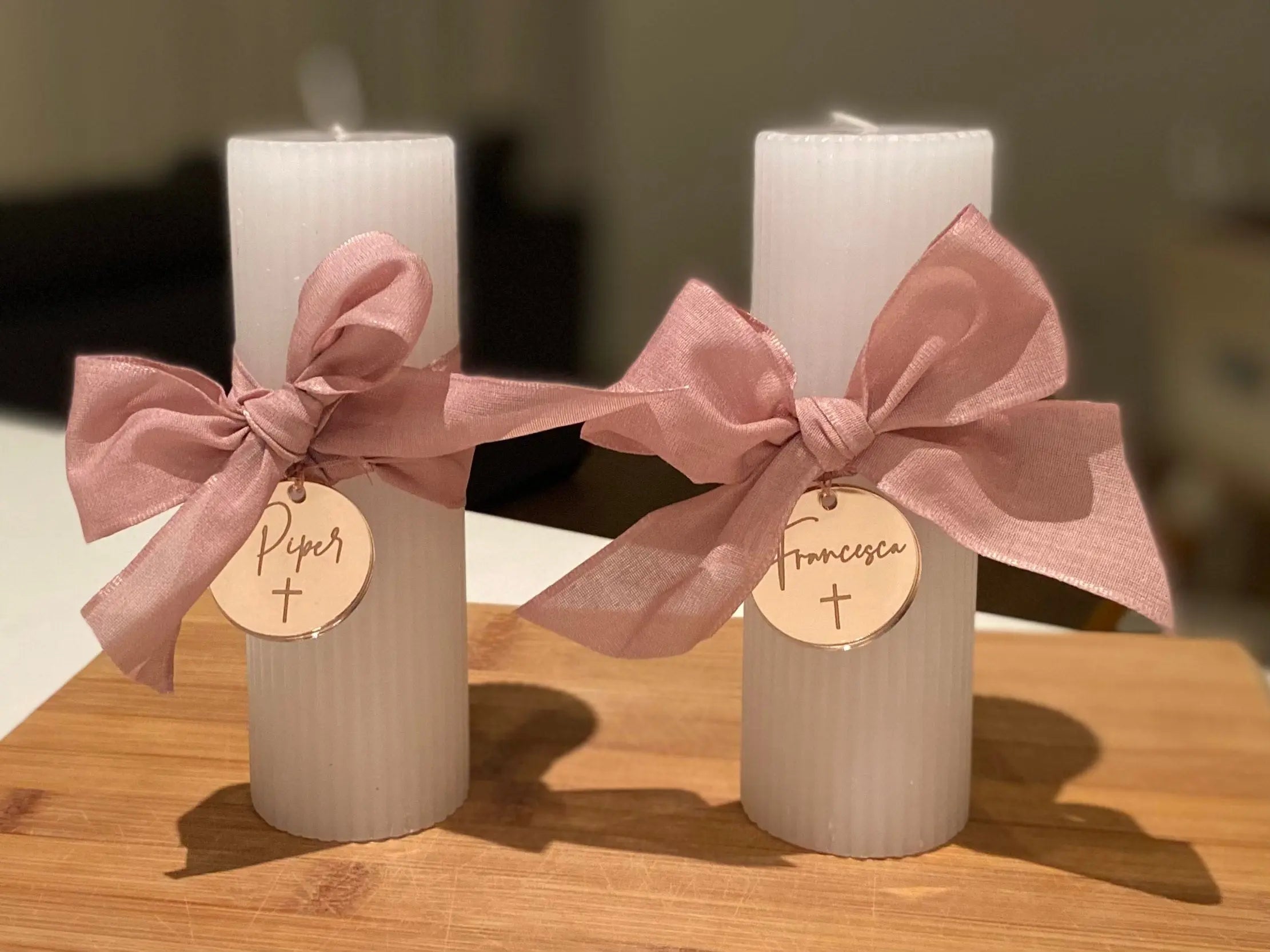christening Candle Tags – Personalised Religious Gift Tags – 80mm Evermore Gifts & Favours