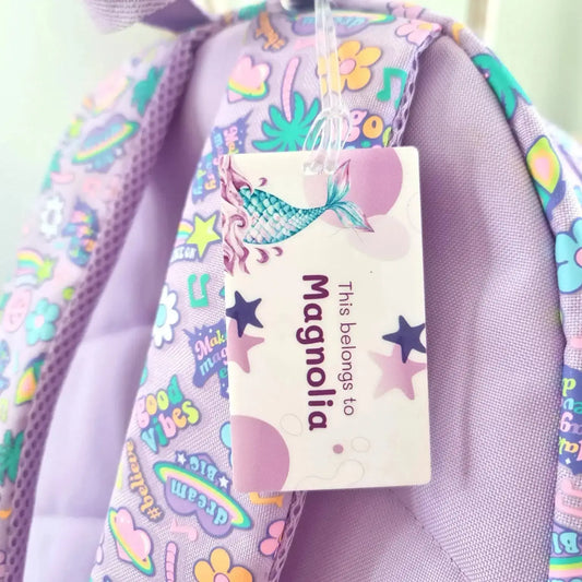 Mermaid Bag Tag Personalised | Kids School Name Tag 80x40mm EvermoreGifts & Favours