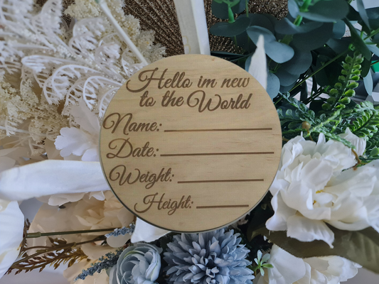 Hello World Baby Announcement Plaque – Custom Newborn Sign