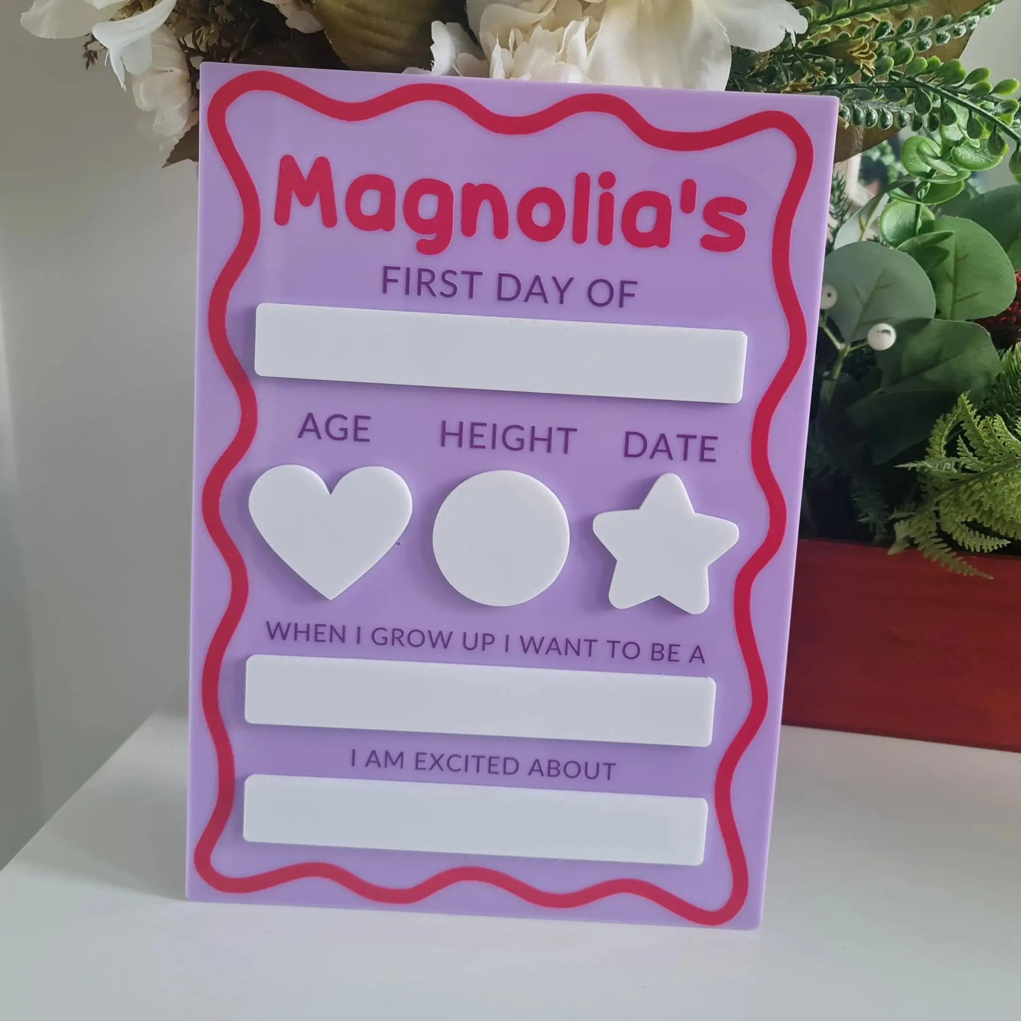 Personalised First Day Sign – Reusable Milestone Board Evermore Gifts & Favours