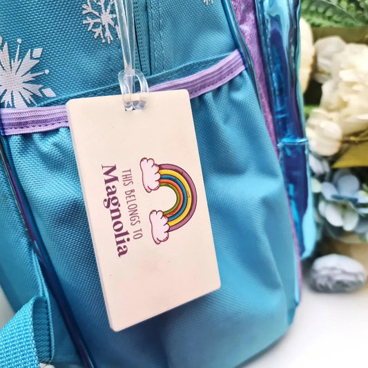 Back to School Bag Tag Personalised | Rainbow Kids Name Tag Evermore Gifts & Favours